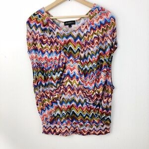 Anthropologie The Podolls Draped Rainbow Muted Colors Chevron Top